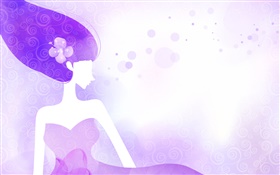 Púrpura y azul, vector de la muchacha, diseño HD fondos de pantalla