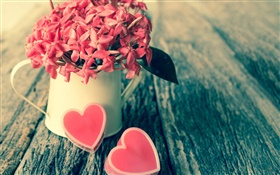 Flores rojas, ramo, dulces, corazones del amor, del día de tarjetas HD fondos de pantalla