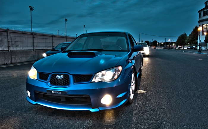 Subaru coche azul en la tarde Fondos de pantalla, imagen