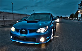 Subaru coche azul en la tarde HD fondos de pantalla