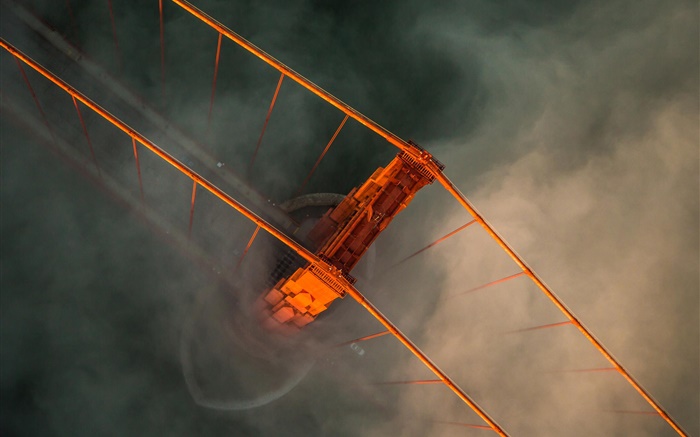 Vista superior del puente, estrecho, niebla Fondos de pantalla, imagen