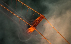 Vista superior del puente, estrecho, niebla HD fondos de pantalla