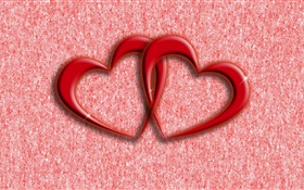 Dos corazones rojos del amor, fondo abstracto HD fondos de pantalla