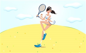 vector chica jugar al tenis HD fondos de pantalla