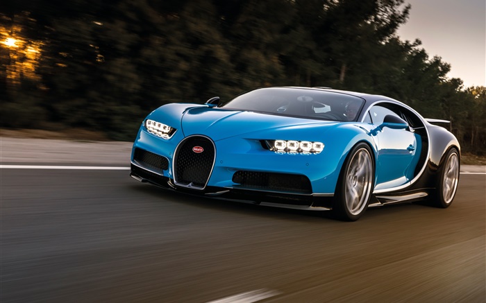 Bugatti Chiron velocidad superdeportivo azul Fondos de pantalla, imagen