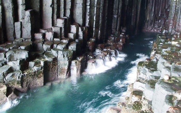 Cave, agua, rocas de Fingal Fondos de pantalla, imagen