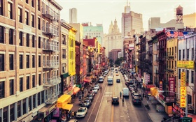 Manhattan, Estados Unidos, Nueva York, East Broadway, el barrio chino, calle, coches
