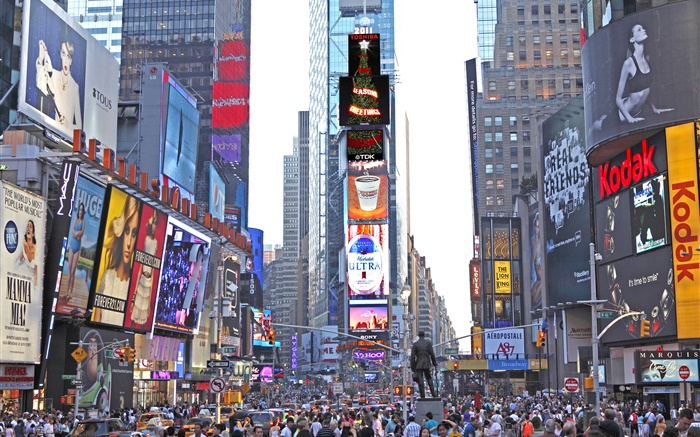 Nueva York, Times Square, rascacielos, calle, la gente Fondos de pantalla, imagen