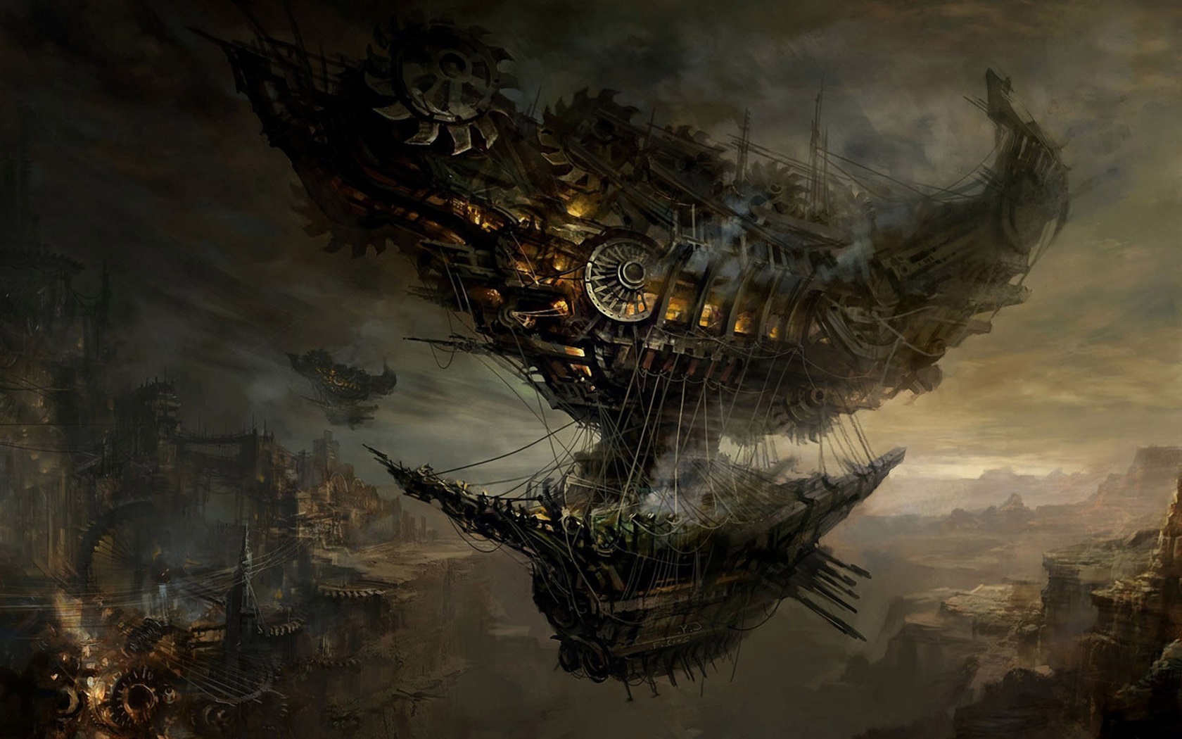 Steampunk, nave volando, arte fotos 1680x1050 Fondos de pantalla