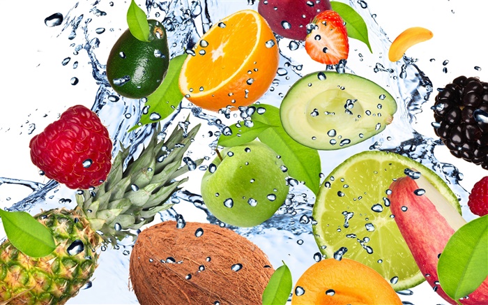 Diferentes tipos de frutas en el agua Fondos de pantalla, imagen