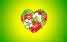 Amor corazón, flores, fresa, diseño creativo HD fondos de pantalla
