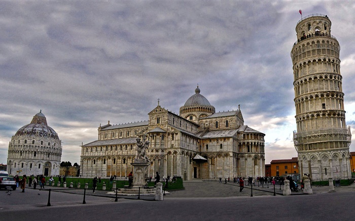 Catedral, torre inclinada de Pisa, Italia, ciudad Fondos de pantalla, imagen