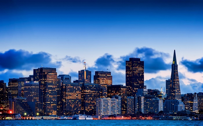 Ciudad al atardecer, rascacielos, San Francisco, California, Estados Unidos Fondos de pantalla, imagen