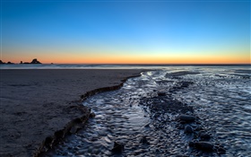 Indian Beach, anochecer, mar, Oregón, Estados Unidos HD fondos de pantalla