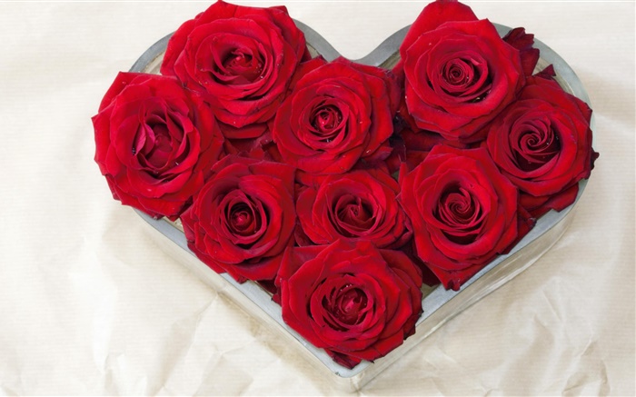 Corazón del amor, rosas rojas del ramo Fondos de pantalla, imagen