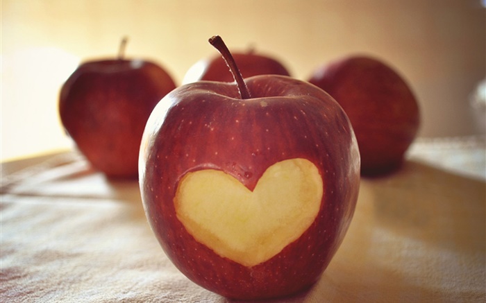 Manzana roja, corazón del amor Fondos de pantalla, imagen