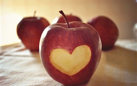 Manzana roja, corazón del amor HD fondos de pantalla