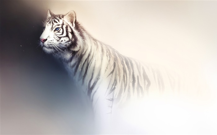 Pintura de la acuarela del tigre blanco Fondos de pantalla, imagen