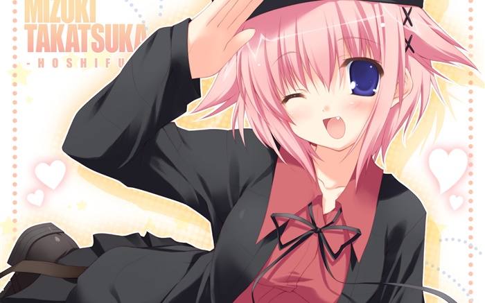 Pelo rosa chica de anime, sonrisa Fondos de pantalla, imagen