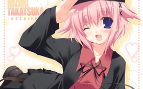 Pelo rosa chica de anime, sonrisa HD fondos de pantalla