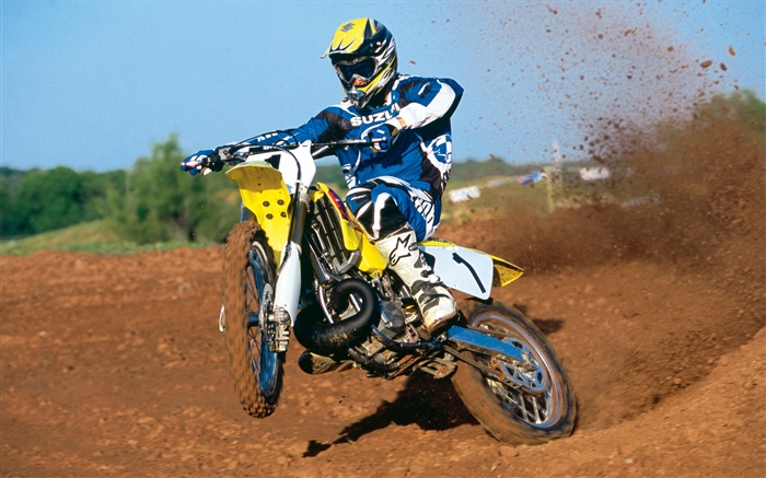 Suzuki motocicleta, carreras, salto Fondos de pantalla, imagen
