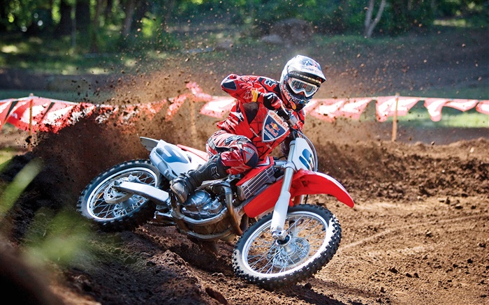 Motocicleta Honda, carreras, jinete vestido rojo Fondos de pantalla, imagen
