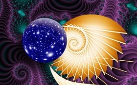 Cuadro abstracto, bola, planeta, formas HD fondos de pantalla