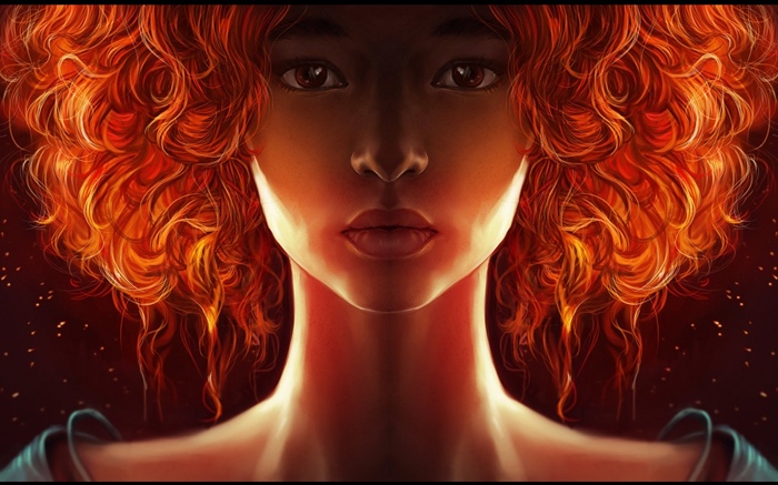 Chica de fantasía de pelo rojo Fondos de pantalla, imagen