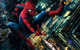 Spider-man, lluvia, ciudad, imagen de arte HD fondos de pantalla