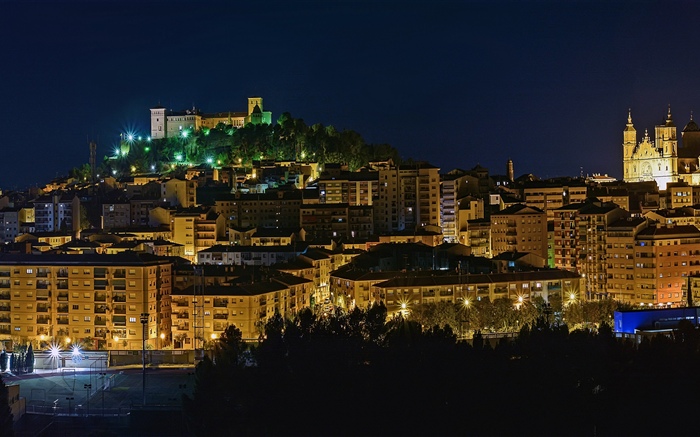 España, aragon, luces, noche, ciudad, edificios Fondos de pantalla, imagen
