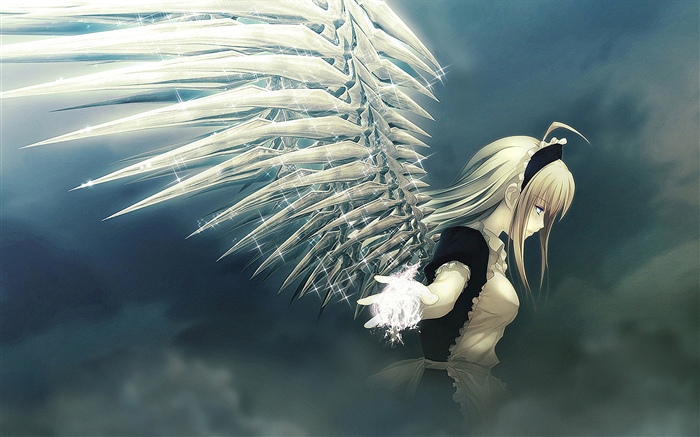 Chica anime, angel, alas, brillo Fondos de pantalla, imagen