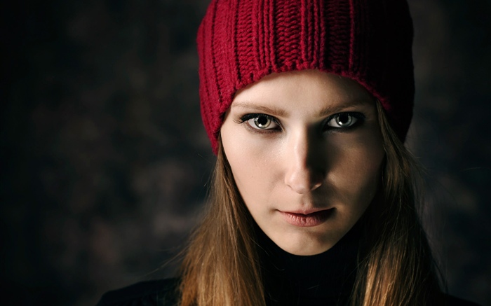 Chica rubia, sombrero rojo Fondos de pantalla, imagen