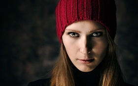 Chica rubia, sombrero rojo HD fondos de pantalla