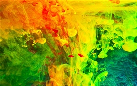 Pintura colorida, humo, cuadro abstracto.