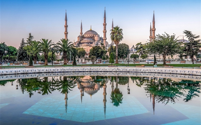 Estambul, Turquía, mezquita, árboles, agua Fondos de pantalla, imagen