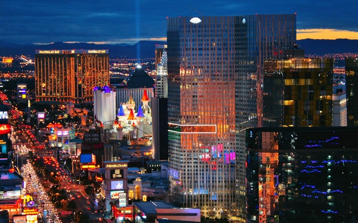 Las Vegas, Estados Unidos, noche de la ciudad, rascacielos. Fondos de pantalla, imagen