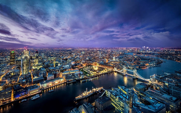 Londres, noche de la ciudad, río, puente, luces, Inglaterra Fondos de pantalla, imagen