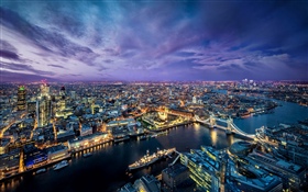 Londres, noche de la ciudad, río, puente, luces, Inglaterra HD fondos de pantalla