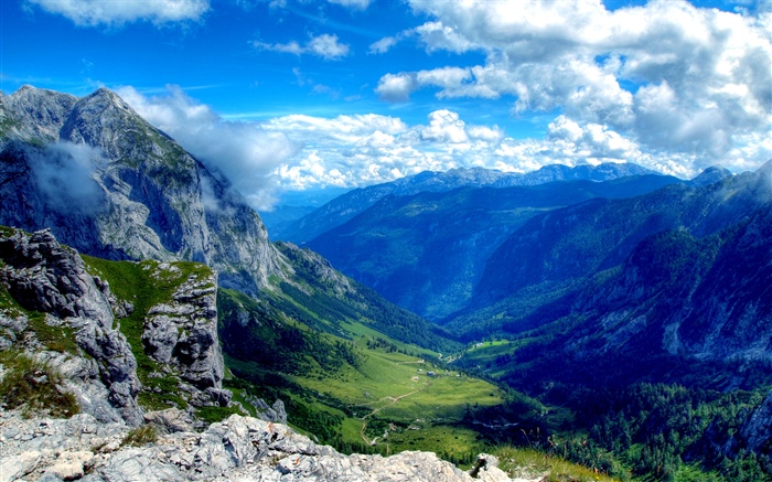 Montañas, Valle, paisaje hermoso de la naturaleza Fondos de pantalla, imagen