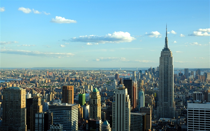 Nueva York, ciudad, rascacielos, cielo, nubes, Estados Unidos Fondos de pantalla, imagen