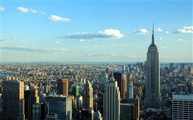Nueva York, ciudad, rascacielos, cielo, nubes, Estados Unidos HD fondos de pantalla