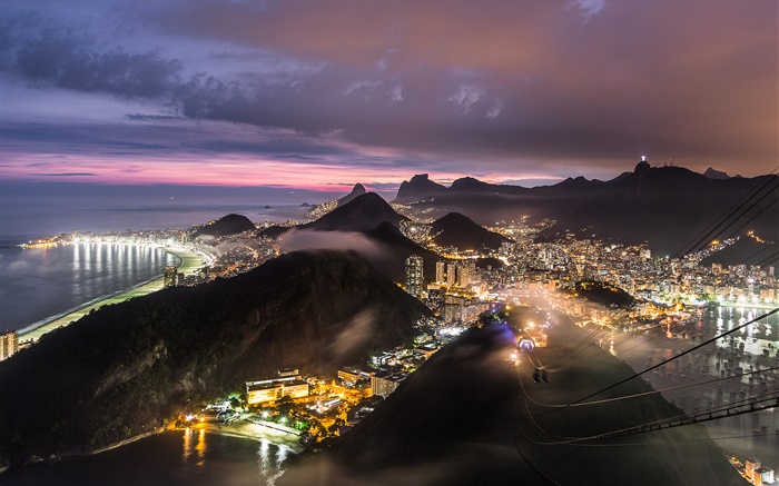 Brasil, noche, vista superior, ciudad, luces Fondos de pantalla, imagen