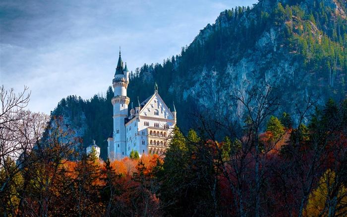 Alemania, Baviera, Castillo de Neuschwanstein, otoño Fondos de pantalla, imagen