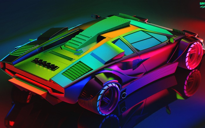 Lamborghini, neón, diseño colorido Fondos de pantalla, imagen