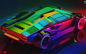 Lamborghini, neón, diseño colorido
