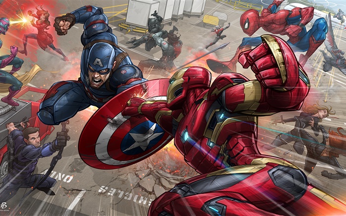 Superhéroe, Iron Man, Capitán América Fondos de pantalla, imagen