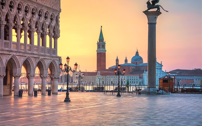 Italia, Venecia, lámpara, calle, río Fondos de pantalla, imagen